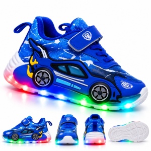 Adidasi cu luminite pentru baietei - Masinuta albastra Super LED - Img 3