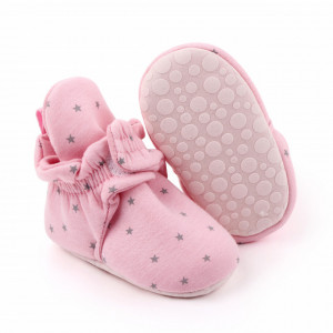 Botosei roz cu stelute gri pentru bebelusi