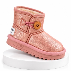 Cizme roz sidefat pentru fetita, Superbaby, Model Nasturel, piele ecologica - Img 3