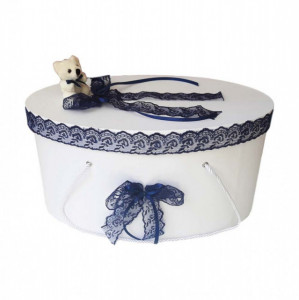Cutie trusou botez dantela bleumarin si ursulet, Denikos® 395 - Img 2
