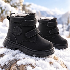 Ghete imblanite pentru copii, Model Mountain Style, Negru