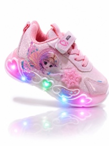 Pantofi sport cu luminite, Model cu Zana, Piele ecologica, Fete, Roz