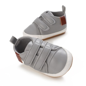 Pantofi sport pentru bebelusi, gri cu barete cu arici - Img 6