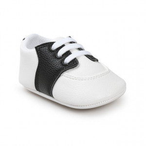 Pantofiori eleganti albi cu insertie neagra - Img 5