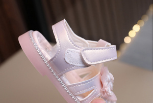 Sandale roz sidefat pentru fetite - Organza - Img 8