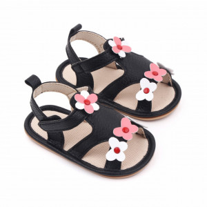 Sandalute negre cu floricele - Img 5