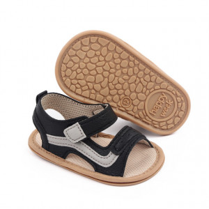 Sandalute negre cu insertie gri pentru baietei