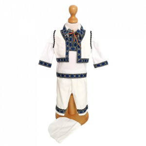 Set botez traditional baietel, trusou botez landou, lumanare si costum national baiat, Denikos® 962 - Img 6