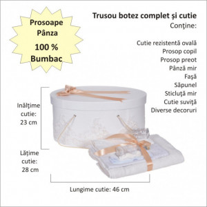 Set elegant trusou botez, cutie trusou si lumanare personalizata cu nume, decor dantela Crem, Denikos® 941 - Img 4