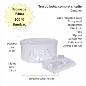 Set trusou botez, cutie trusou si lumanare personalizata cu nume, decor Alb, Denikos® 907 - Img 4