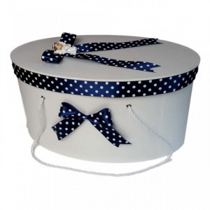 Set trusou botez si cutie trusou, Ingeras, fundita bleumarin cu buline, Denikos® 18 - Img 2