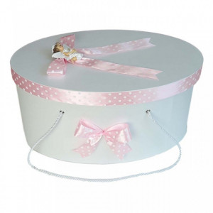 Set trusou botez si cutie trusou, Ingeras, fundita roz cu buline, Denikos® 21 - Img 2