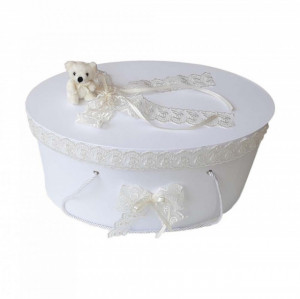 Set Ursuleti trusou botez, cutie trusou si lumanare, decor Ivoire, Denikos® 575 - Img 2