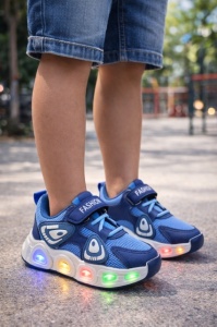 Adidasi cu luminite Panda New Style - Navy Blue - Img 3