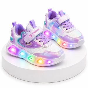 Adidasi sidefati cu luminite - Purple hearts