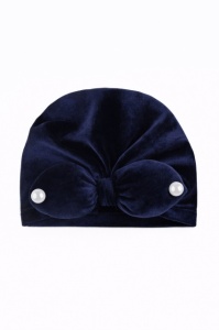 Caciulita bleumarin tip turban din catifea cu perlute - Img 2