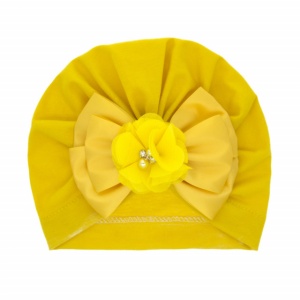 Caciulita galben mustar tip turban cu funda din satin aplicata in fata - Img 2