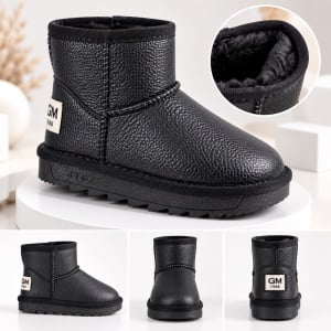 Cizme imblanite pentru fetita, Superbaby, Negru sidef, Model Simply Beautiful, piele ecologica - Img 3