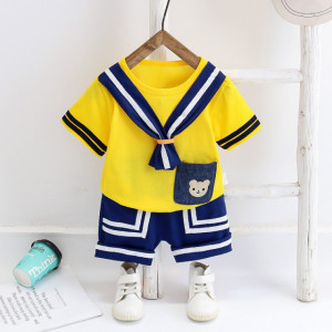 Costum pentru baietei cu tricou galben - Sailor