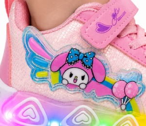 Pantofi sport cu luminite, Model Baloane Colorate, Piele ecologica, Fete, Roz - Img 5