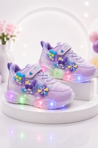 Pantofi sport cu luminite, Model You and Me, Piele ecologica, Fete, Mov
