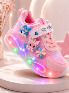 Pantofi sport cu luminite, Model You and Me, Piele ecologica, Fete, Roz
