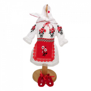 Set botez national, costum rochita traditionala, trusou botez, cutie trusou si lumanare, decor rustic, Denikos® C9101 - Img 4