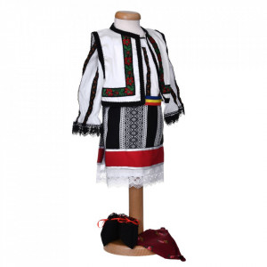 Set costum traditional fetita, trusou botez landou si lumanare, decor national, Denikos® C9283 - Img 3