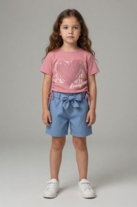 Set pentru fetite MINAMINOKIDS cu pantaloni scurti denim - Heart - Img 2