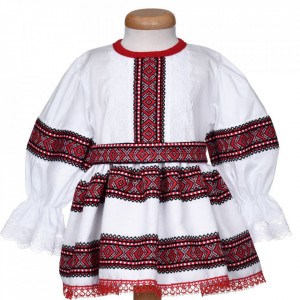 Set rochita traditionala fetita, trusou botez landou si lumanare, decor national, Denikos® 1061 - Img 4