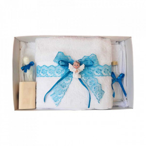 Set trusou botez si cutie trusou, Ingeras, dantela turcoaz, Denikos® 455 - Img 2