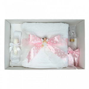 Set trusou botez si cutie trusou, Ingeras, fundita roz cu buline, Denikos® 21 - Img 3