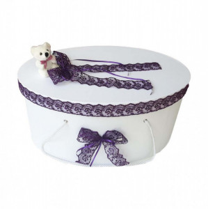 Set Ursuleti trusou botez, cutie trusou si lumanare, decor Mov, Denikos® 577 - Img 2