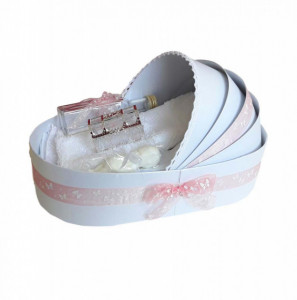 Trusou botez complet, in landou, decor cu fundita dusty rose cu fluturasi Denikos® 152 - Img 2
