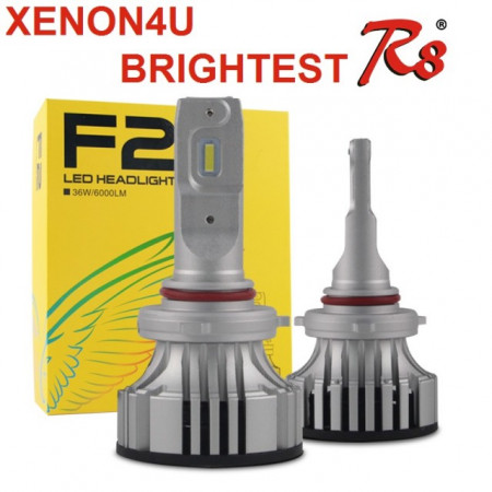 KIT Becuri LED High Power F2 faza scurta/lunga 36w 12v, 24v - H1, H7, H4, D2 6000k (6000 Lumeni)