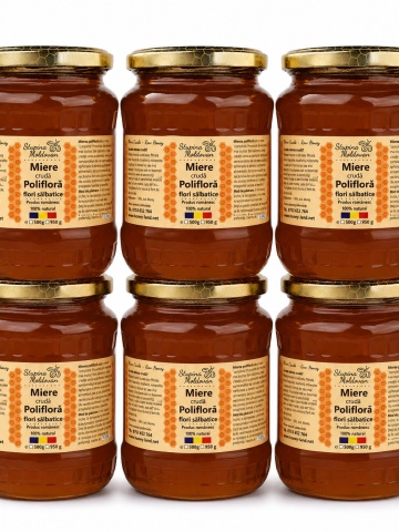 Pachet 6 x Miere Poliflora Flori Salbatice 950g + Transport GRATUIT