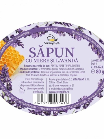 Sapun cu miere si lavanda 80g - Img 1