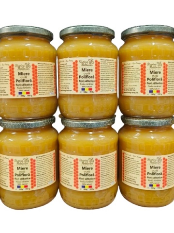 Pachet 6 x Miere Poliflora Flori Salbatice 950g + Transport GRATUIT