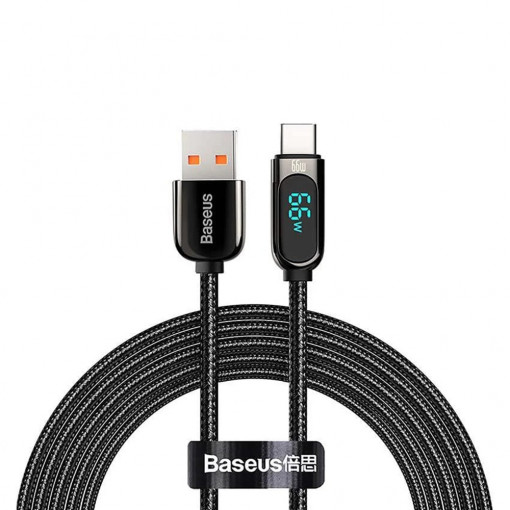 Cablu de Date USB la Type-C 66W, 2m - Baseus Display (CASX020101) - Black