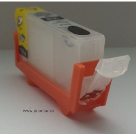 Cartus reincarcabil negru pt CANON CLI-526 BLACK cip autoresetabil CLI526 BK refilabil cu chip auto-resetabil
