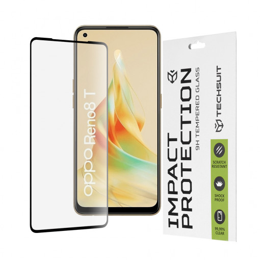 Folie protectie telefon Oppo Reno8 T - Techsuit 111D Full Cover / Full Glue Glass - Black