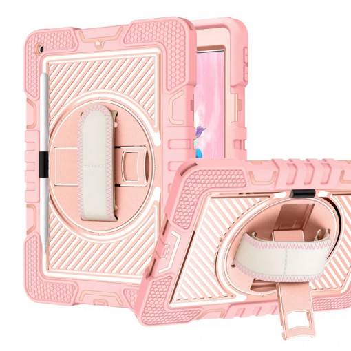 Husa pentru tableta iPad 10.2" (2019 / 2020 / 2021) - Techsuit StripeShell 360 - Pink