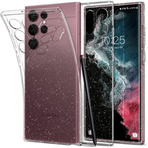 Husa telefon Samsung Galaxy S22 Ultra 5G - Spigen Liquid Crystal Glitter - Crystal Quartz