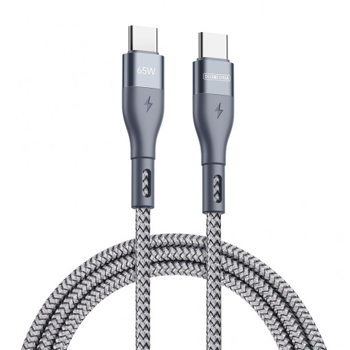 Cablu de Date 2x Type-C Super Fast Charging 65W, 480Mbps, 1m - Duzzona (A2) - Grey