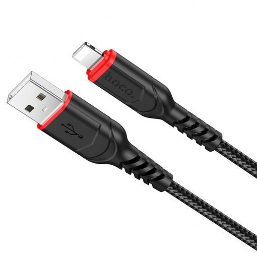 Cablu de Date USB-A la Lightning 12W, 2.4A, 1m - Hoco Victory (X59) - Black