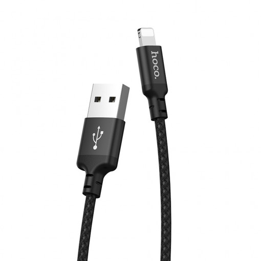 Cablu de Date USB-A la Lightning 2.4A, 1m - Hoco Times Speed (X14) - Black
