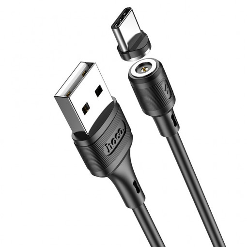 Cablu de Incarcare Magnetic USB-A la Type-C 12W, 2.4A, 1m - Hoco Sereno (X52) - Black