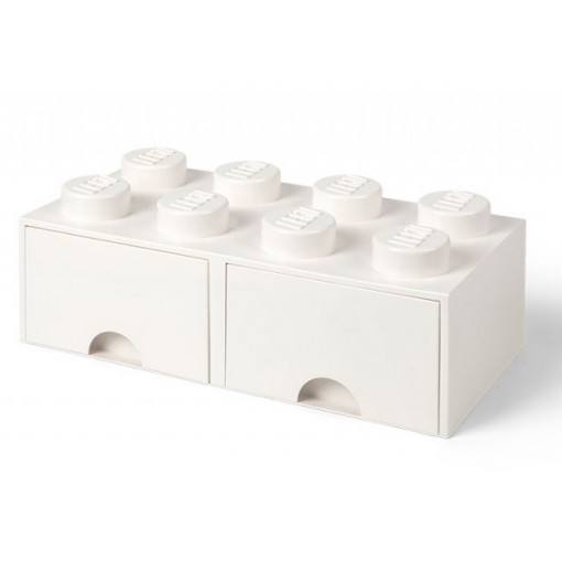 Cutie depozitare LEGO 2x4 cu sertare, alb
