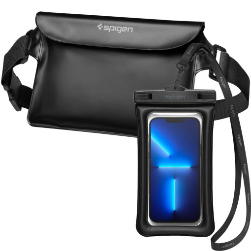 Husa + geanta subacvatica - Spigen Waist Bag & Waterproof Case A621 - Black