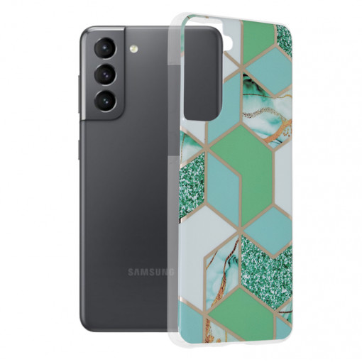 Husa telefon Samsung Galaxy S21 5G - Techsuit Marble Series - Green Hex